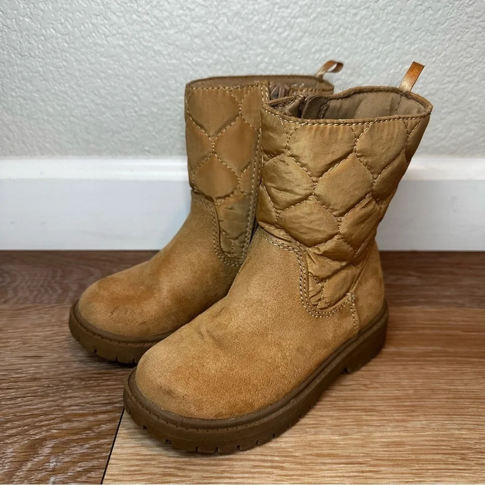 Old Navy Toddler Girls Size 8 Tan Quilted Mid Calf Boots